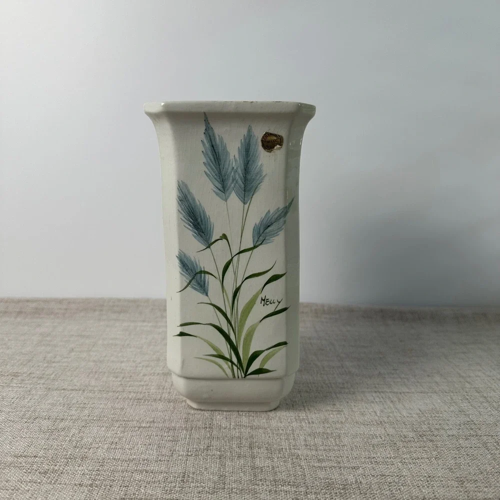 Vintage Ceramiche Nelly Bassano Italy Vase | Hand Painted Botanical Ceramic Vase